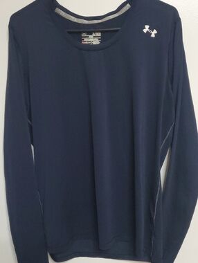 Under Armour Navy Long Sleeve Athletic Top with White Logo